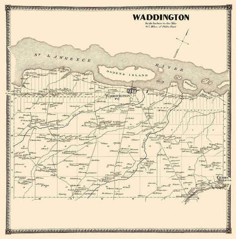 Waddington New York Landowner - Stone 1865 Black Ornate Wood Framed Art Print with Double Matting by Stone
