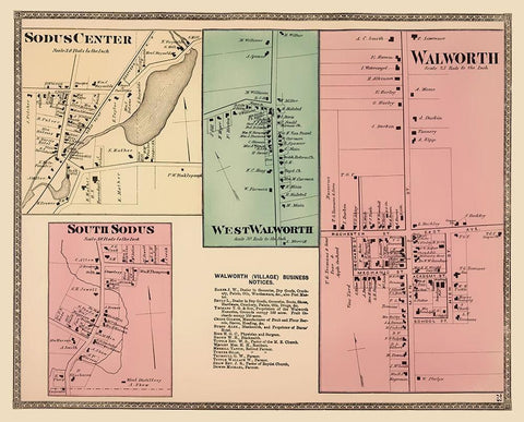 Walworth, West Walworth, Sodus New York Landowner Black Ornate Wood Framed Art Print with Double Matting by Beers