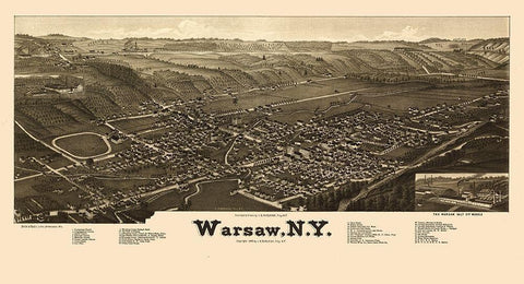 Warsaw New York - Burleigh 1885  White Modern Wood Framed Art Print with Double Matting by Burleigh