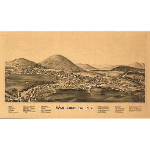 Warrensburg New York - Burleigh 1891  White Modern Wood Framed Art Print by Burleigh