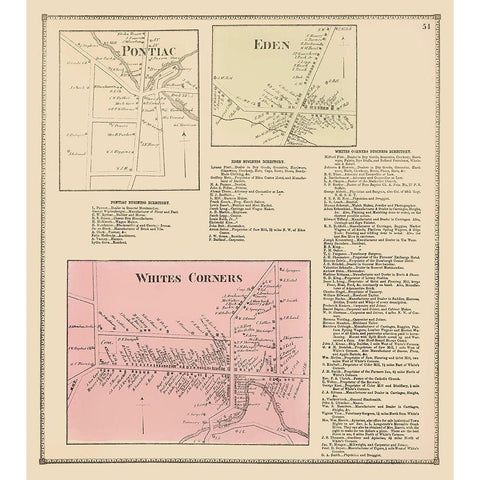 Pontiac, Eden, White Corners New York - Stone 1866 Black Modern Wood Framed Art Print with Double Matting by Stone