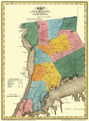 Westchester New York Landowner - Burr 1829 White Modern Wood Framed Art Print with Double Matting by Burr