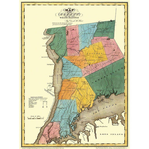 Westchester New York Landowner - Burr 1829 Gold Ornate Wood Framed Art Print with Double Matting by Burr