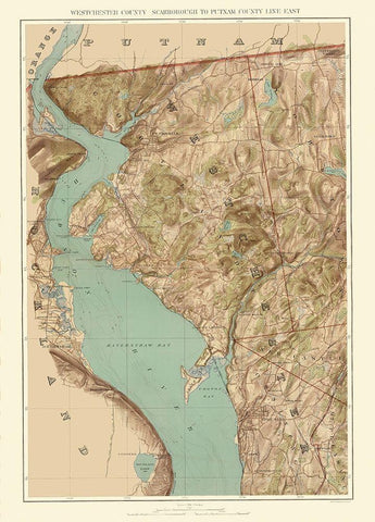 Westchester New York - Bien 1891 Black Ornate Wood Framed Art Print with Double Matting by Bien