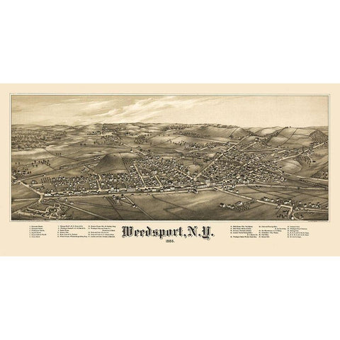 Weedsport New York - Burleigh 1885  White Modern Wood Framed Art Print by Burleigh