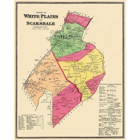 White Plains, Scarsdale New York Landowner White Modern Wood Framed Art Print by Beers