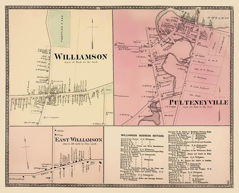 Williamson, Pulteneyville New York Landowner Black Ornate Wood Framed Art Print with Double Matting by Beers