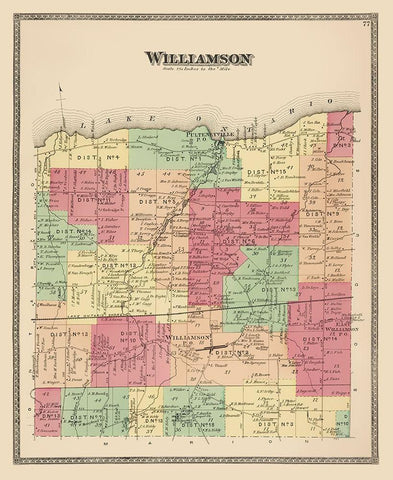 Williamson New York Landowner - Beers 1874 Black Ornate Wood Framed Art Print with Double Matting by Beers