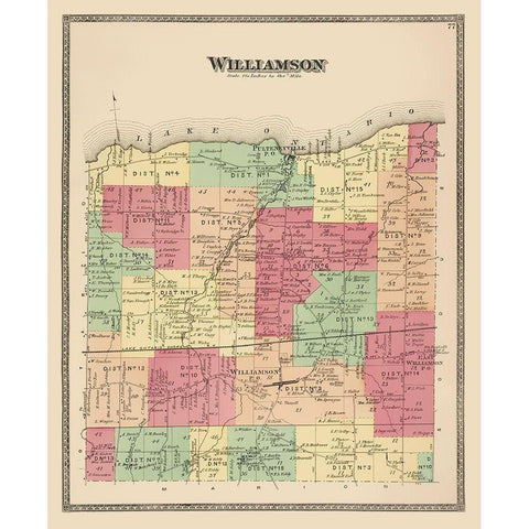 Williamson New York Landowner - Beers 1874 Gold Ornate Wood Framed Art Print with Double Matting by Beers