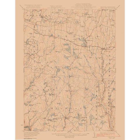 White Lake New York Quad - USGS 1922 Gold Ornate Wood Framed Art Print with Double Matting by USGS