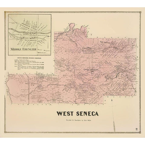 West Seneca New York Landowner - Stone 1866 Black Modern Wood Framed Art Print with Double Matting by Stone