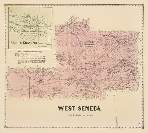 West Seneca New York Landowner - Stone 1866 Black Ornate Wood Framed Art Print with Double Matting by Stone