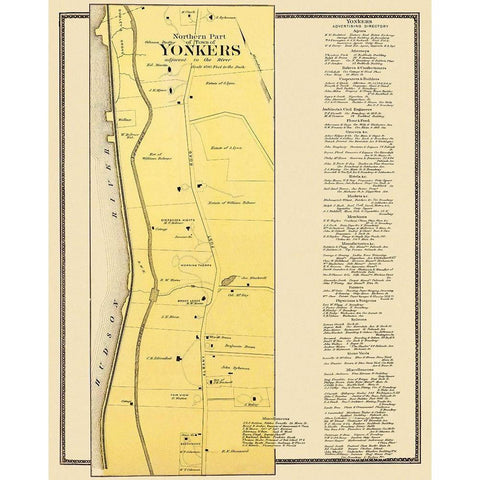 Yonkers, Northern New York Landowner - Beers 1868 Gold Ornate Wood Framed Art Print with Double Matting by Beers