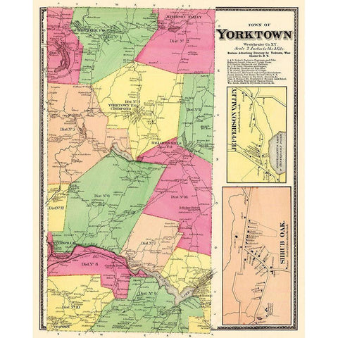 Yorktown New York Landowner - Beers 1868 White Modern Wood Framed Art Print by Beers