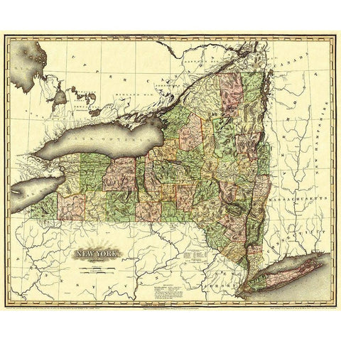 New York - Tanner 1819 Black Modern Wood Framed Art Print with Double Matting by Tanner