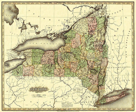 New York - Tanner 1819 Black Ornate Wood Framed Art Print with Double Matting by Tanner