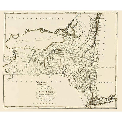 New York - 1796 White Modern Wood Framed Art Print by Moft