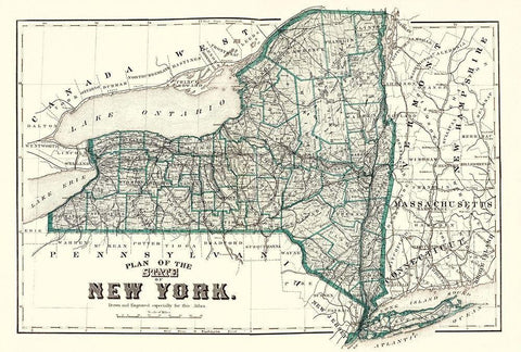 New York Planning - 1873 Black Ornate Wood Framed Art Print with Double Matting by Unknown
