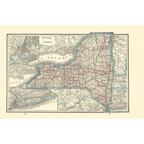 New York - Rathbun 1893 White Modern Wood Framed Art Print by Rathbun