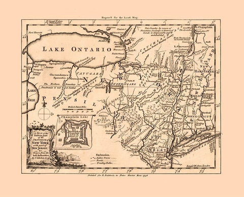 New York - Kitchin 1756  Black Ornate Wood Framed Art Print with Double Matting by Kitchin