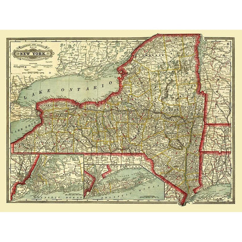New York - Craig 1888  Gold Ornate Wood Framed Art Print with Double Matting by Craig
