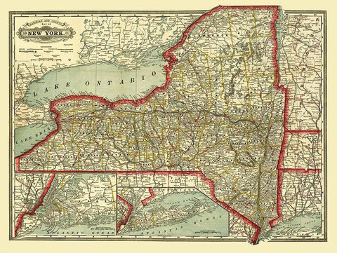 New York - Craig 1888  Black Ornate Wood Framed Art Print with Double Matting by Craig