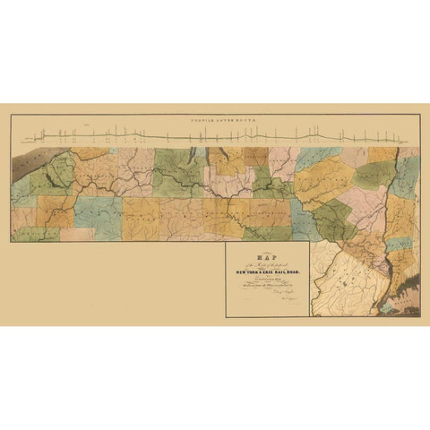 New York - Wright 1834  White Modern Wood Framed Art Print by Wright