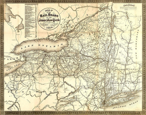 New York Railroads - Richmond 1870  Black Ornate Wood Framed Art Print with Double Matting by Sweet