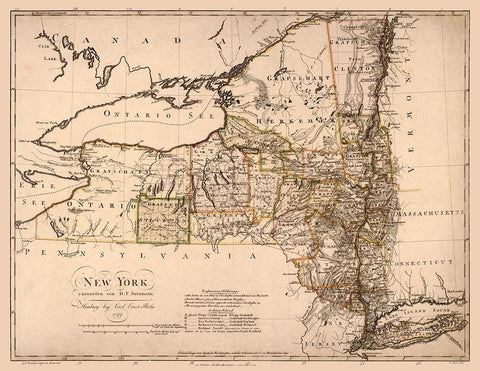 New York - Bohn 1799  Black Ornate Wood Framed Art Print with Double Matting by Bohn
