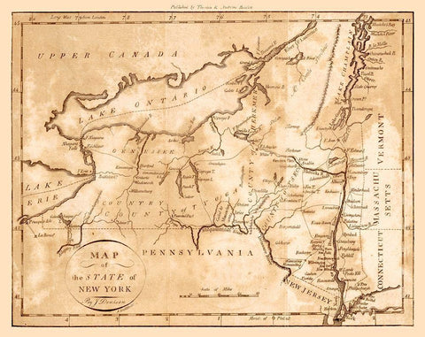 New York - Denison 1796  Black Ornate Wood Framed Art Print with Double Matting by Denison