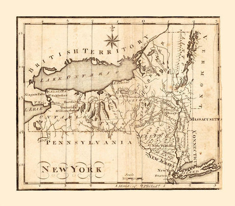 New York -1795 Black Ornate Wood Framed Art Print with Double Matting by Unknown