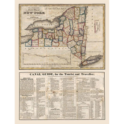 New York - Williams 1826  Black Modern Wood Framed Art Print with Double Matting by Williams