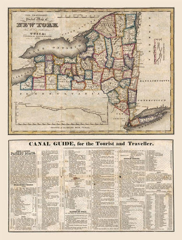 New York - Williams 1826  Black Ornate Wood Framed Art Print with Double Matting by Williams