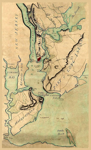 New York -1780 Black Ornate Wood Framed Art Print with Double Matting by Unknown