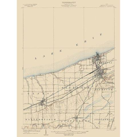 Ashtabula Ohio Quad - USGS 1905 Gold Ornate Wood Framed Art Print with Double Matting by USGS