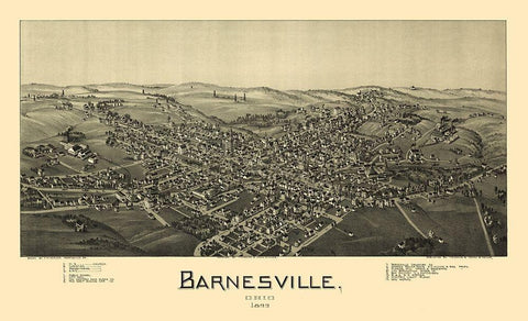Barnesville Ohio - Fowler 1899  Black Ornate Wood Framed Art Print with Double Matting by Fowler
