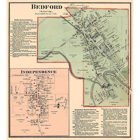 Bedford, Independence Ohio Landowner - Titus 1874 Black Modern Wood Framed Art Print by Titus