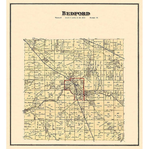 Bedford Ohio Landowner - Titus 1874 White Modern Wood Framed Art Print by Titus
