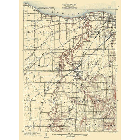 Berea Ohio Quad - USGS 1904 White Modern Wood Framed Art Print by USGS