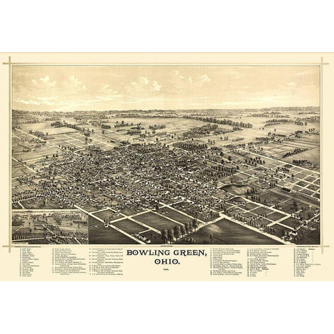 Bowling Green Ohio - Norris 1888  Black Modern Wood Framed Art Print by Norris