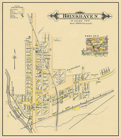 Brinkhaven Ohio Landowner - Cadwell 1896 Black Ornate Wood Framed Art Print with Double Matting by Cadwell