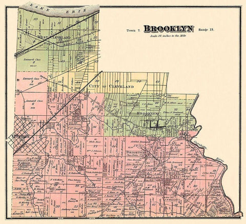 Brooklyn Ohio Landowner - Titus 1876 White Modern Wood Framed Art Print with Double Matting by Titus