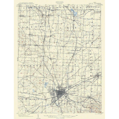 Canton Ohio Quad - USGS 1903 Black Modern Wood Framed Art Print with Double Matting by USGS