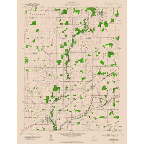 Caledonia Ohio Quad - USGS 1961 White Modern Wood Framed Art Print by USGS