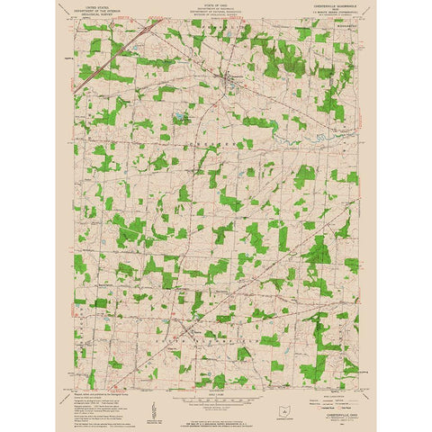 Chesterville Ohio Quad - USGS 1961 Gold Ornate Wood Framed Art Print with Double Matting by USGS