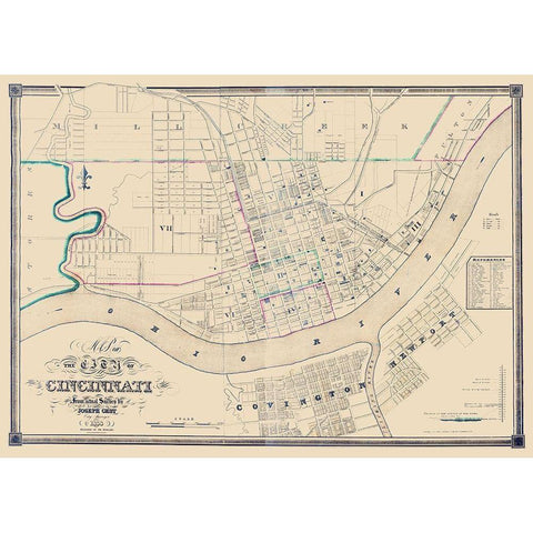 Cincinatti Ohio - Haviland 1838 Black Modern Wood Framed Art Print by Haviland