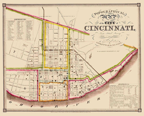 Cincinatti Ohio - Doolittle 1871 Black Ornate Wood Framed Art Print with Double Matting by Doolittle