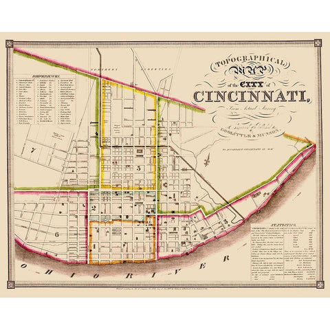 Cincinatti Ohio - Doolittle 1871 Black Modern Wood Framed Art Print by Doolittle