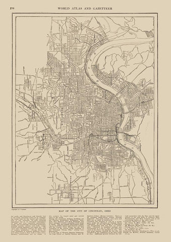 Cincinnati  Ohio - Reynold 1921 Black Ornate Wood Framed Art Print with Double Matting by Reynold