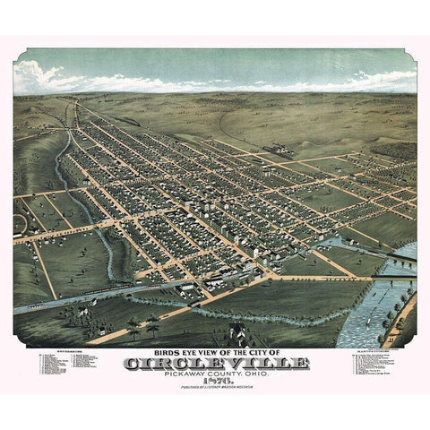 Circleville Ohio - Stoner 1876  Gold Ornate Wood Framed Art Print with Double Matting by Stoner